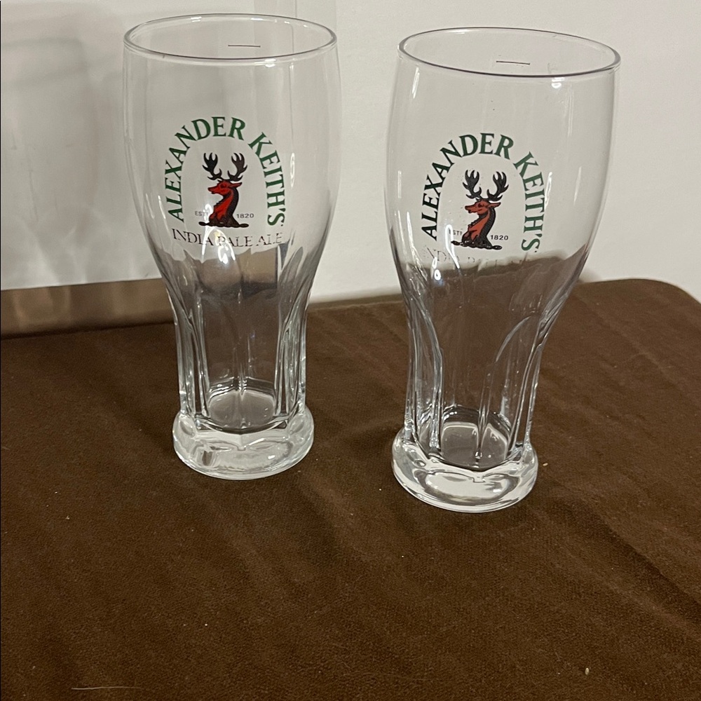 😄LOT of 2 ALEXANDER KEITH'S India Pale Ale Pint Beer Glasses Fluted